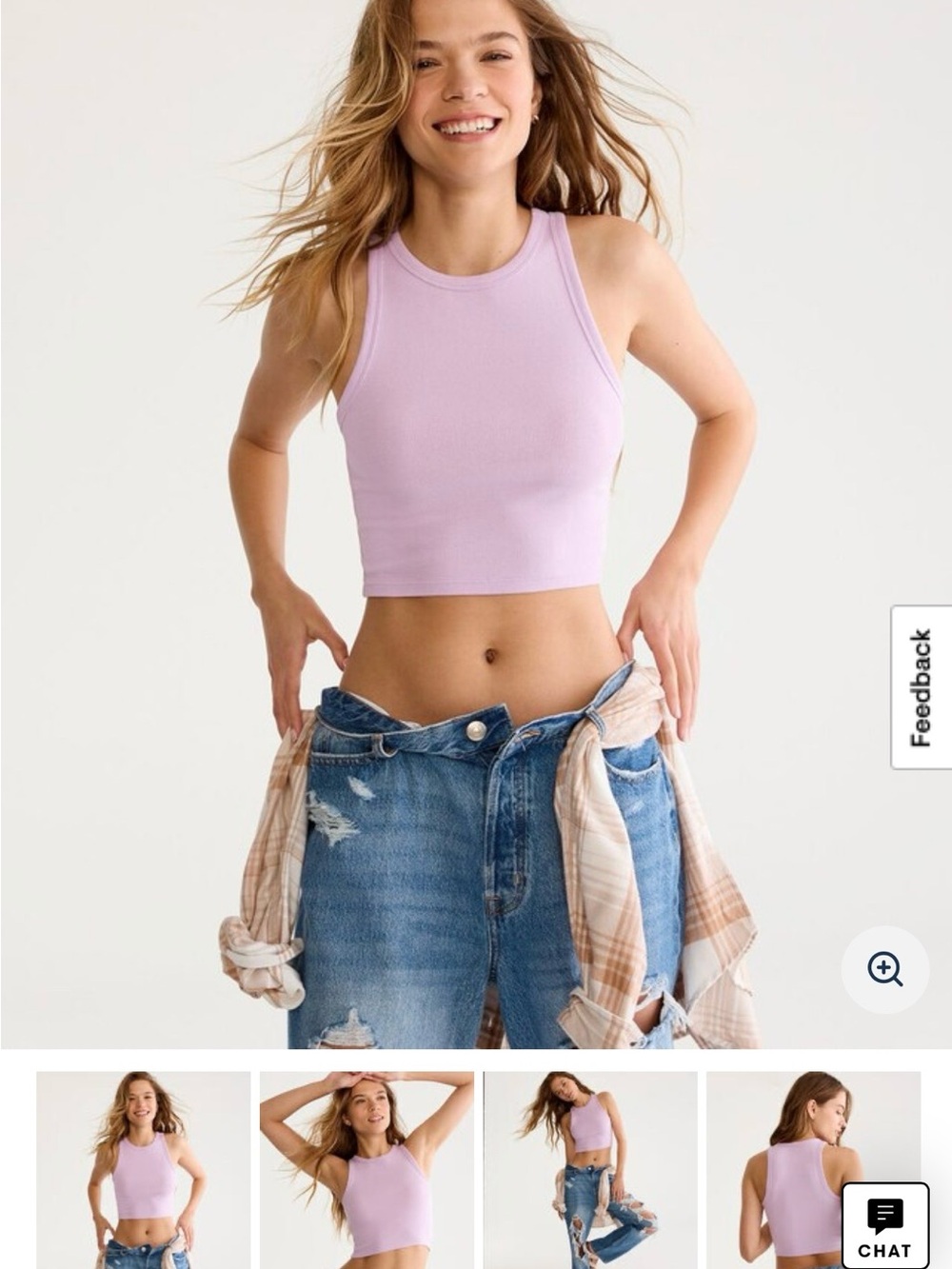 Aeropostale Lilac Solid Cropped High-Neck Tank